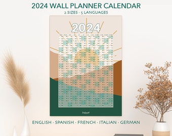 2024 Year Wall Planner | 2024 Calendar Planner | Annual Planner 50x70cm/A3 Calendar | 2024 Daily-Year Calendar | Landscape Wall Art Calendar