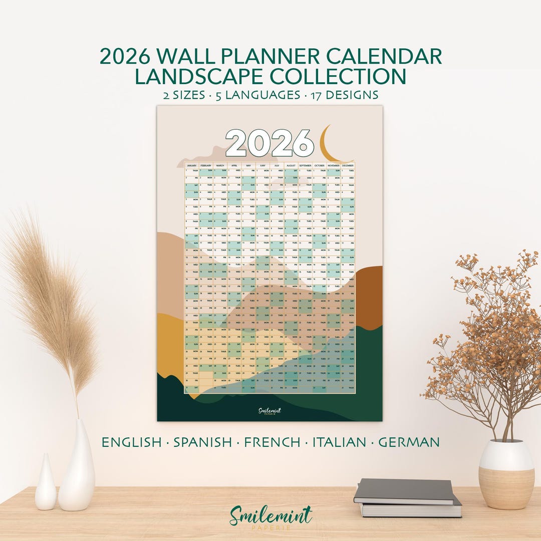2026 Year Wall Planner 2026 Calendar Planner Annual Planner Year