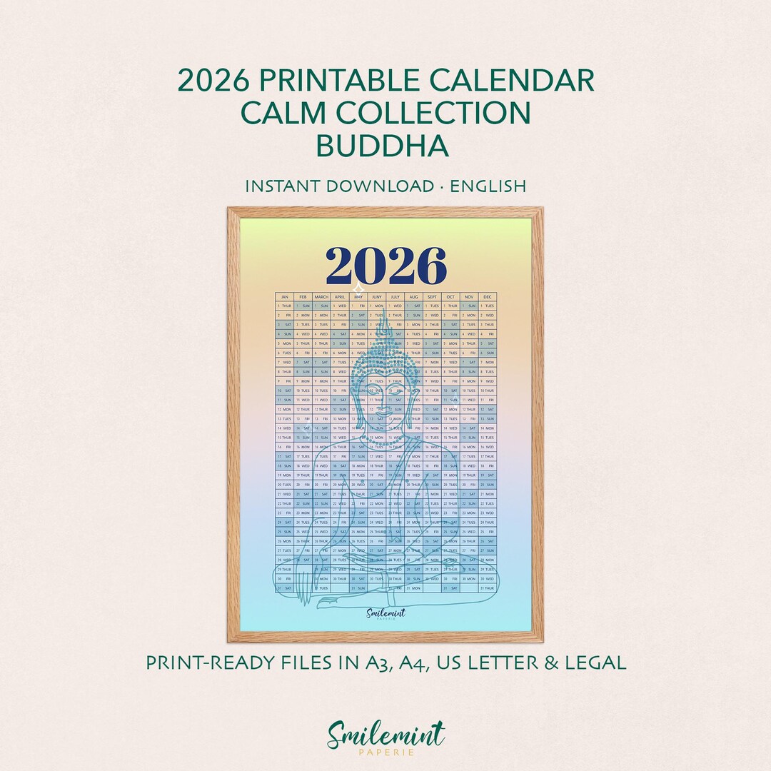 2026 Printable Wall Calendar | Minimalist Yearly Calendar | Calm ...
