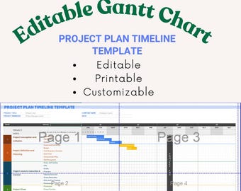 Plantilla de diagrama de Gantt imprimible en PDF / Planificador de cronograma de proyectos para empresas, gestión de proyectos y planificación del flujo de trabajo