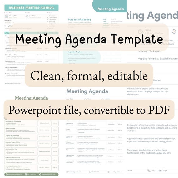 Editable Meeting Agenda Template: Business Meeting Notes (PowerPoint File)