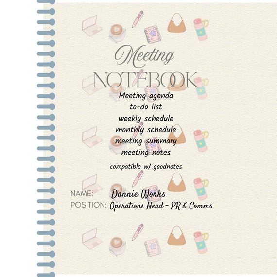 Meeting Notes Digital Notebook: Editable Templates (Digital Download)