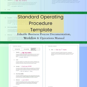 Modello di procedura operativa standard (SOP) / Documentazione modificabile del processo aziendale, Manuale operativo del flusso di lavoro