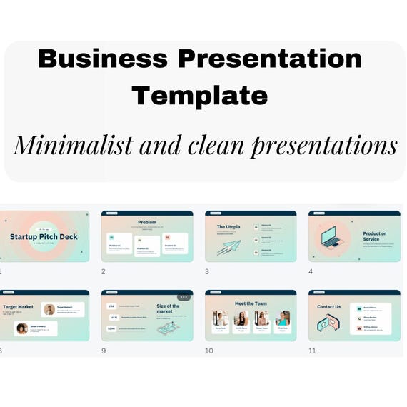 Pastel Pitch Deck Template for Business Presentation Powerpoint Clean & Professional | Editable PowerPoint/Google Slides