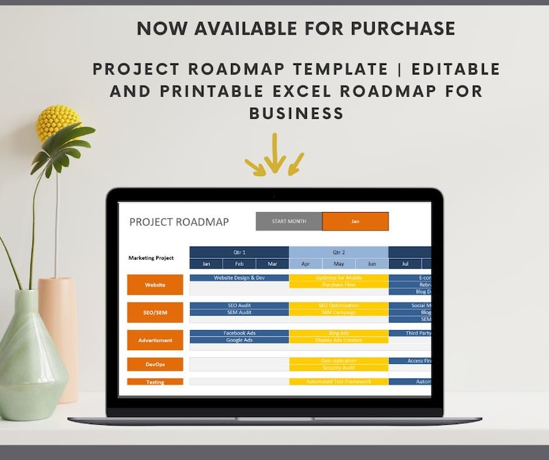 Project Roadmap Excel Template Editable Timeline Planner Downloadable ...