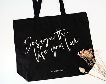 Personalisierbare Einkaufstasche "LIFE" | Baumwolltasche | Einkaufsbeutel | Shopper | Tragetasche | Weiß | Schwarz