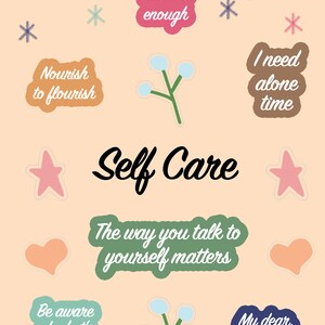 Self Care Digital Stickers for Goodnotes, Goodnotes Stickers, Digital Stickers