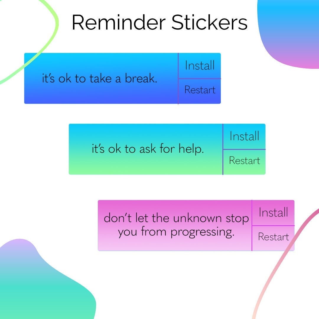 Self Remind Sticker Self Care Reminder Clipart Stickers, Self Care Digital Stickers for ...