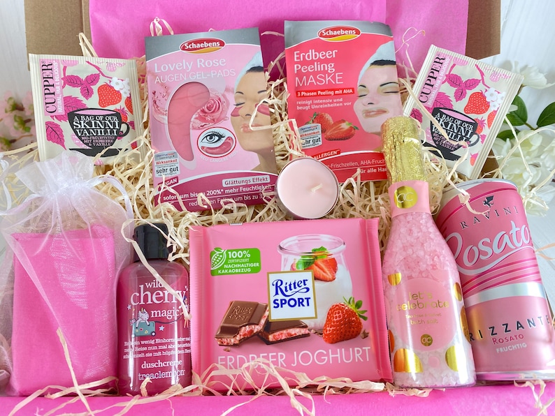 Frauen Personalisierte Geschenkbox Frauen, Beauty , Freundin, Wellness, Valentinstag, Muttertag, Herz, Rose Box Rosa NO 5