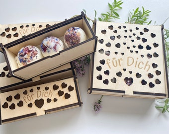 Gift box with wooden heart For you Mother's Day Valentine's Day Birthday Christmas