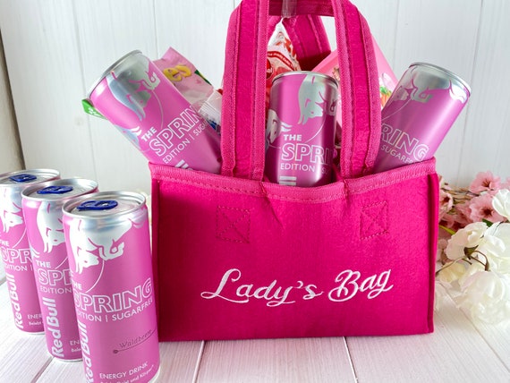 Gift bag ladies bag RED BULL PINK wild berry bag to go for women, girlfriend, Mother's Day, Valentine's Day