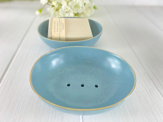 Soap dish ceramic blue