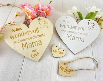 Regalo para el Día de la Madre regalo personalizado CORAZÓN -Mamá eres maravillosa percha de corona de puerta- nombres de los niños