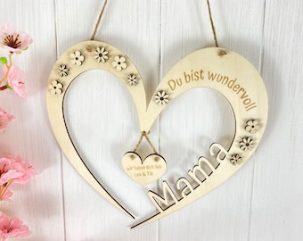 Personalized gift HEART Mother's Day Mom you are wonderful door wreath hanger- names of children