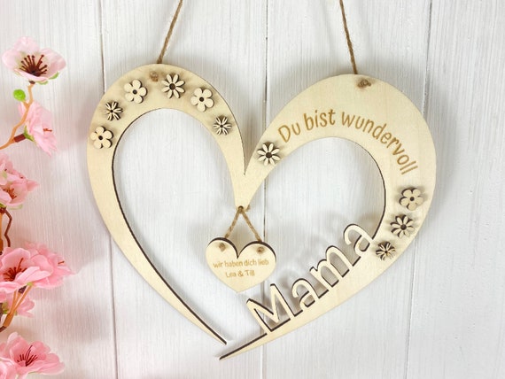 Personalized gift HEART Mother's Day Mom you are wonderful door wreath hanger- names of children