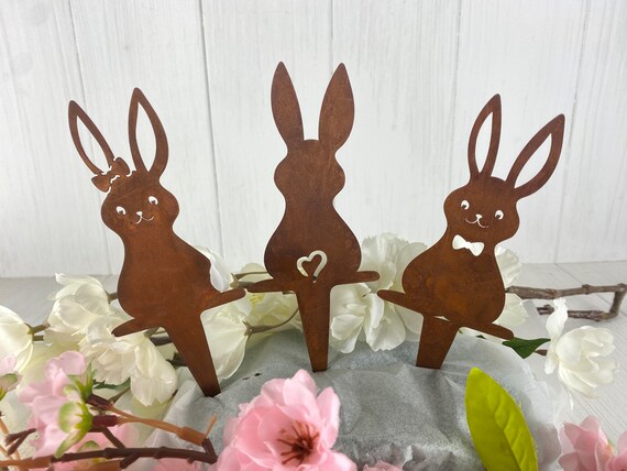 Metal decoration patina garden decoration bunny Easter spring