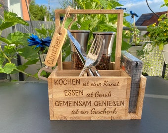 Utensilien Halter /Flaschenöffner/Besteckkasten /Serviettenhalter /Eichenholz
