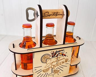 Spritz Sommer Vibes Getränkehalter für 3 Flaschen Spritztour Partygeschenk