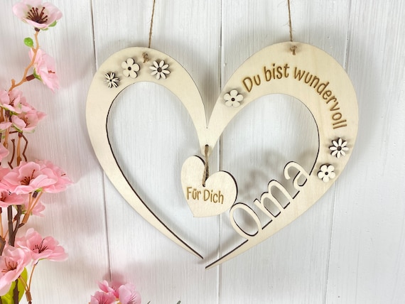 Personalized gift HEART Grandma -Mom you are wonderful door wreath hanger- names of children