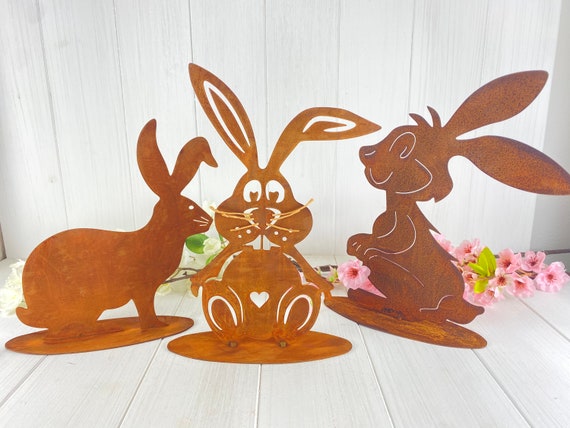 Metal decoration patina garden decoration bunny Easter spring