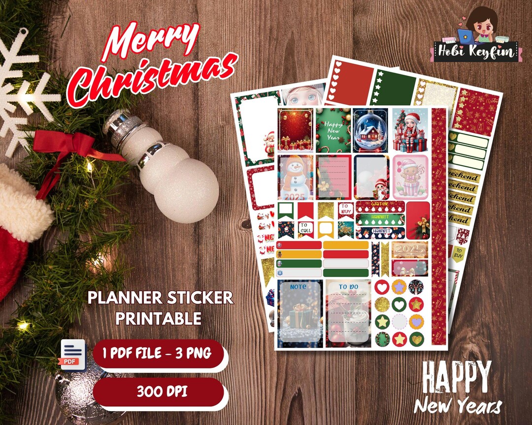 Christmas Planner Sticker Printable Set - Printable Christmas Stickers ...
