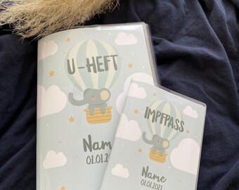 SET U-Heft & Impfpass Hülle - Elefant - PERSONALISIERT