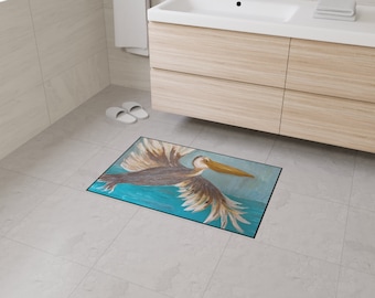 Pelican kuststrandkleed vloermat voor binnen of buiten met antislip achterkant/originele kunst