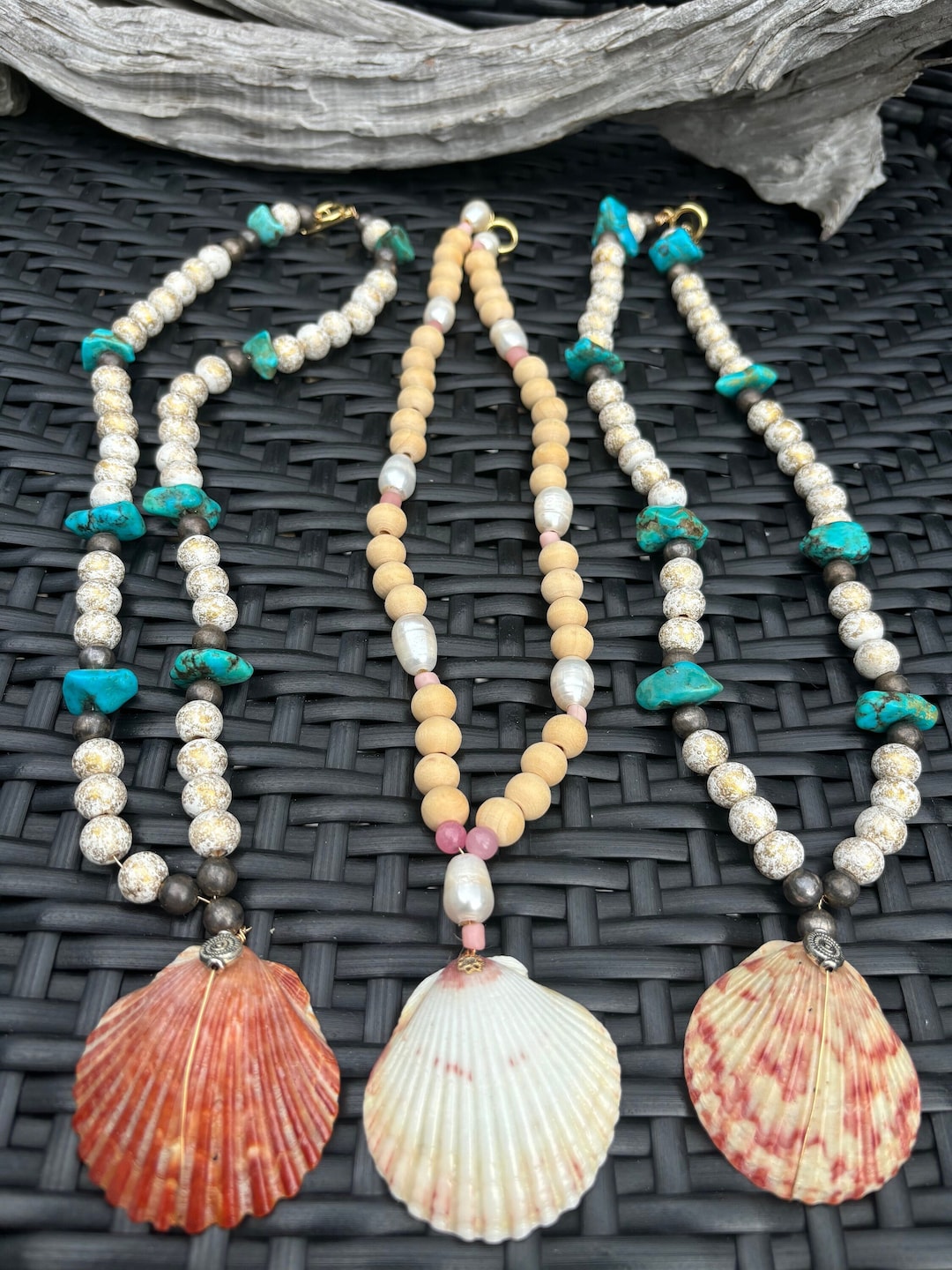 Shell Neckless Natural Sea Shell Necklace, Shell Pendant Statement Necklace, Sea Shell ...