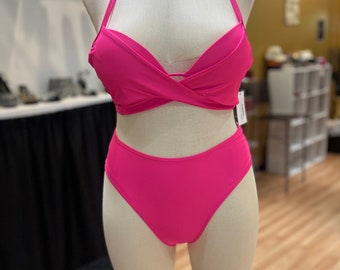 Fuchsia Pink High waist Swimsuit