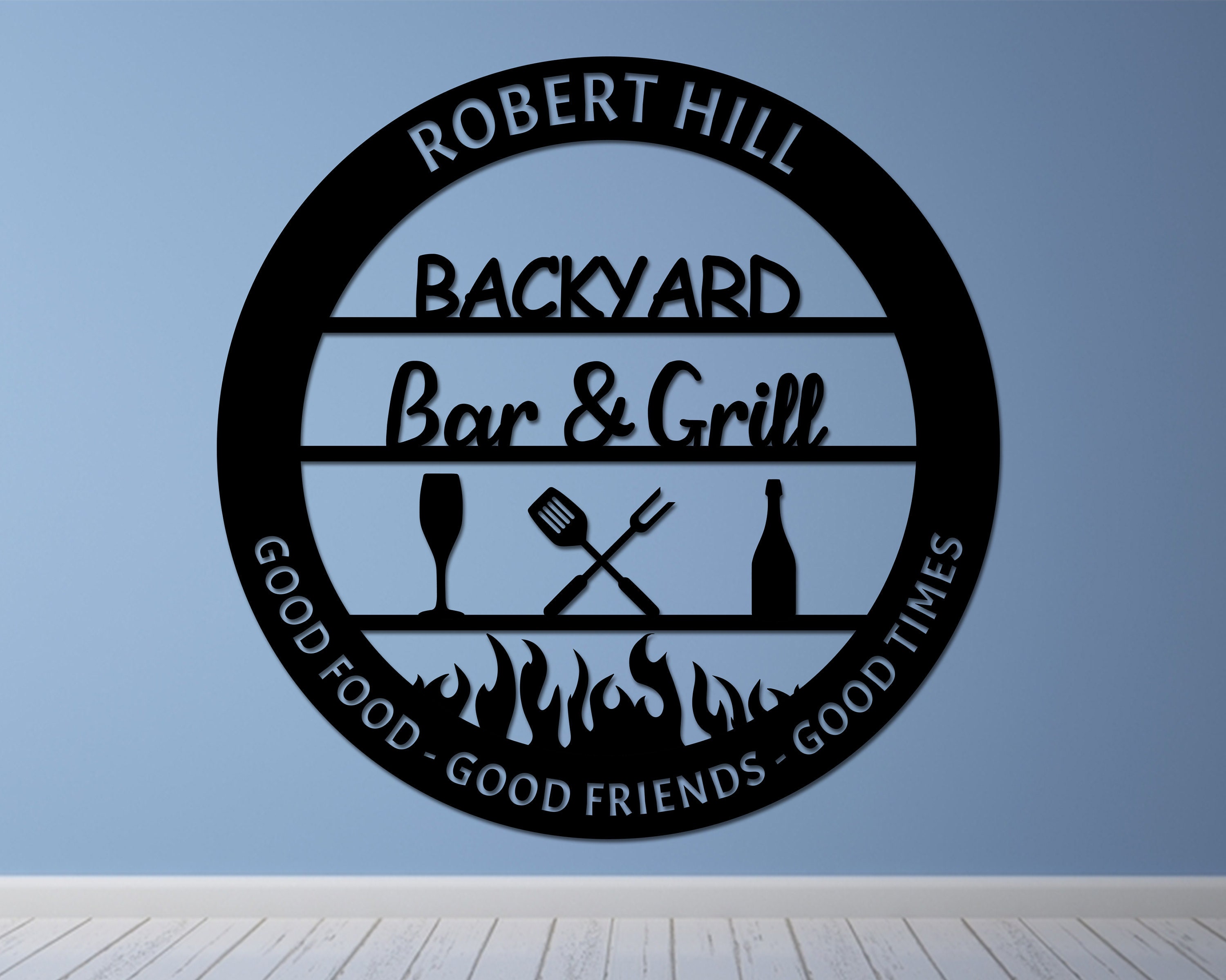 Personalized Backyard BBQ Metal Sign / Outdoor Wall Decor / | Etsy