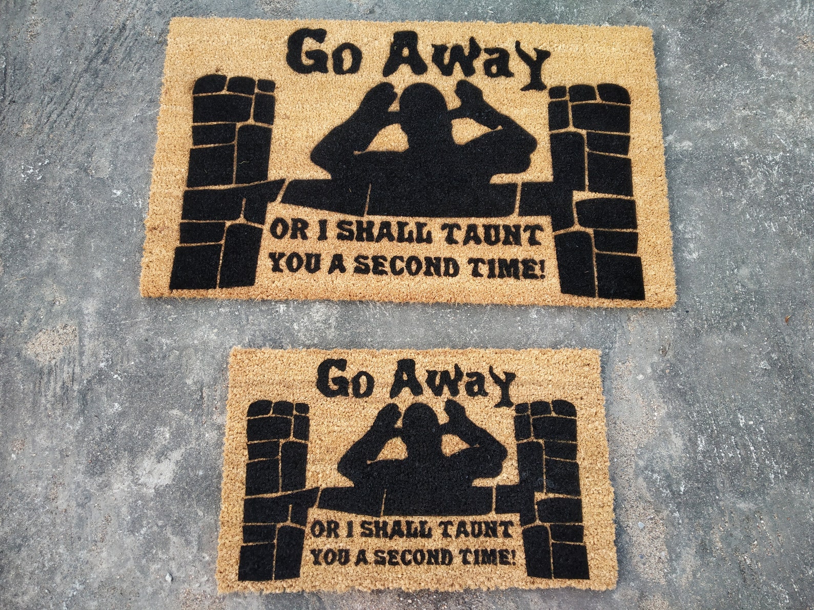 Go Away Doormat Monty Python The Holy Grail Door Mat Go Away Etsy