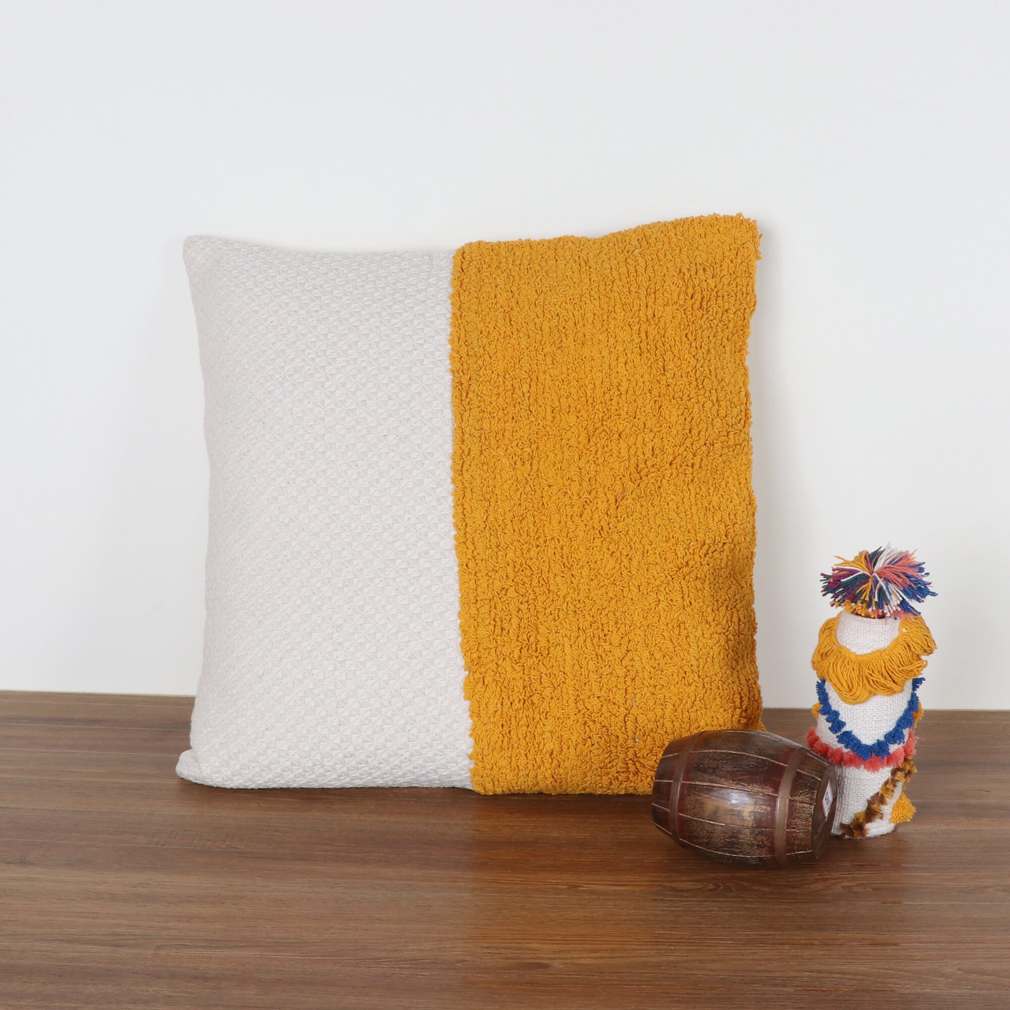 Mustard Yellow Tufted Texture Boho Throw Pillow Cover Size Etsy