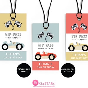 Personalised Vintage Race Car Party VIP Pit Crew Pass (Printable Digital File Only)
