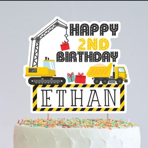 Personalized Construction Truck Birthday Cake Topper (Digital File)