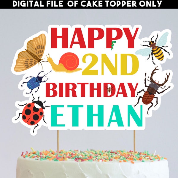 Personalized Bug Birthday Party Cake Topper Bugs Birthday Party Theme Insects Cake toper Printable Bug Party Theme Digital File