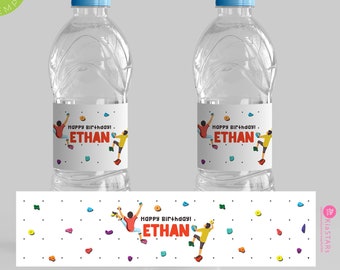 Personalized Rock Climbing bottle label, Indoor Climbing Party Printable , Kids Rock Climbing label, Adventure Party Theme Theme digital