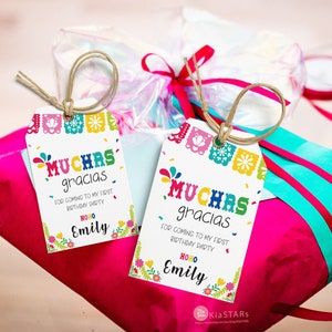 Fiesta Favor Tags: Muchas Gracias, Printable Thank You Tags (Digital File)