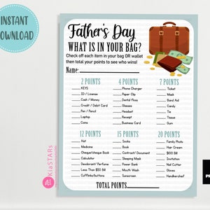 Vatertags-Spiel | Vatertag, was in Ihrer Tasche Quiz ist | Druckbare Vatertag Spiel | Was ist in Ihrer Brieftasche Spiel | SOFORTIGER DOWNLOAD