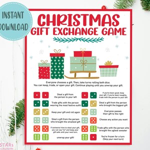 Christmas Dice Game Printable Christmas Gift Exchange Game Christmas Party Game Holiday Present  Holiday Gift Game Activity For Kids Family