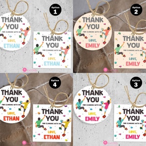 Personalized Rock Climbing tags, Indoor Climbing Party favor tags , Kids Rock Climbing thank you tags, Adventure Party Theme Theme digital