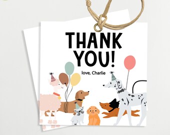 Etiqueta de regalo de cumpleaños editable Let's Pawty para cachorros Etiqueta de cumpleaños Pawty para niñas Plantilla imprimible DESCARGA INMEDIATA