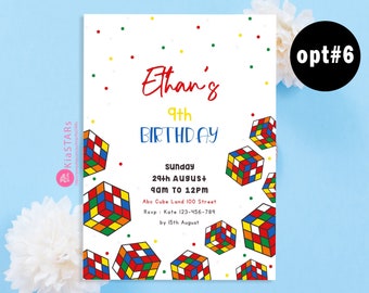Rubik's Cube Birthday Invitation: Colorful Personalized Invite (Printable File)