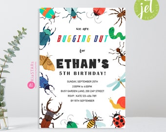 Bug Birthday Party Invitation Bugs Birthday Party Theme Insects Invitation Printable Editable INSTANT DOWNLOAD Digital File