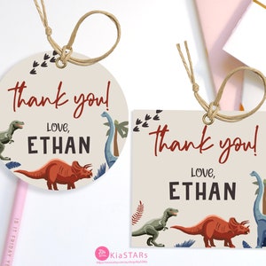 Personalized Dinosaur Favor Tag, Dinosaur Birthday Decorations, Favors, printable Thank You Tag, Dinosaur Tag, T-Rex,