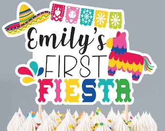 Gepersonaliseerde First Fiesta-taarttopper: Mexicaans thema (digitaal)