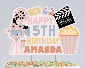 Editable Movie Ticket Cake Topper Birthday Cake Topper Pop on over Movie Party Ticket Movie Night Cake Topper Cinema Topper Instant Download