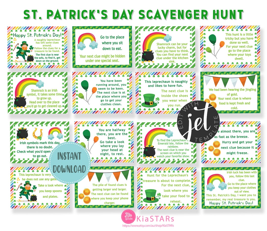 Indoor Scavenger Hunt Printable St. Patrick's Day