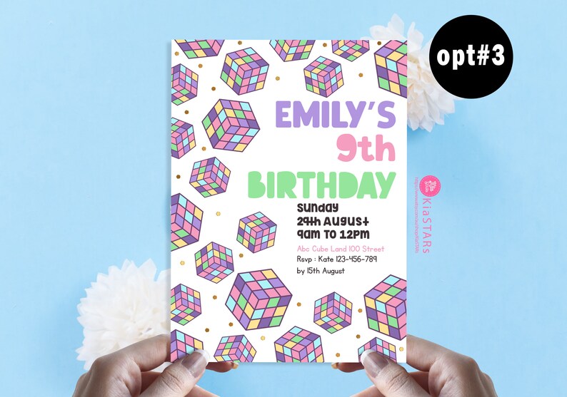 Rubik's Cube Birthday Invitation: Colorful Personalized Invite ...