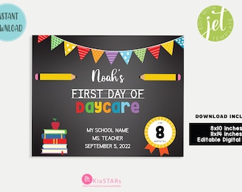 Printable, Editable First and Last Day of School Sign PDF Template, Instant Download, Digital File