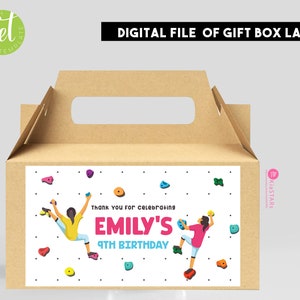 Rock Climbing Gable Gift Box Label Indoor Climbing Party Printable Birthday Treat Box Label Kids Rock Climbing Adventure Party Theme